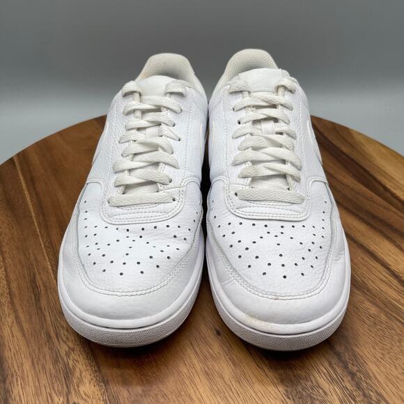 Nike Court Vision Low Shoes Womens 9.5 Triple White Leather Casual Comfort Gym - Picture 2 of 8